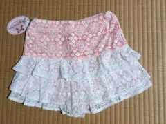 新品未使用　フリル付きキュロット　白色　総レース　120㎝