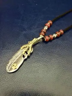 上金フェザーネックレス アクセ インディアンジュエリー アメカジ
