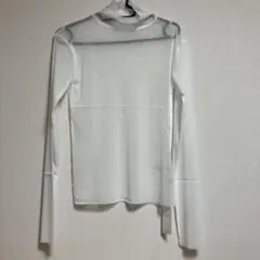 ホワイト 長袖シャツ Mサイズ 透け感あり