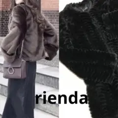 rienda 2着セット ノーカラー フェイク ファー ジャケット