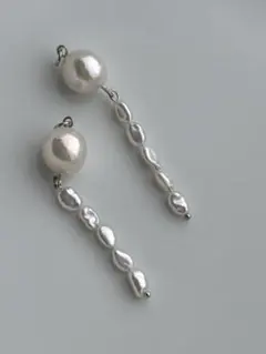 M 94淡水パール　虹色　シャンパン　大粒　セミラウンド ケシ　チャーム