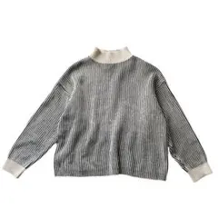 ローリーズファーム　ハイネックニット　ストライプ柄　ゆったり　Fサイズ