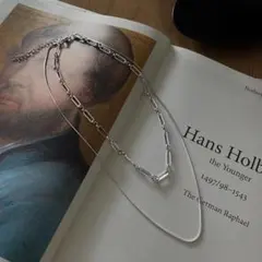 【人気】シルバー　２連　ネックレス　重ね付け カジュアル　シンプル　男女