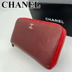 CHANEL 長財布 ラウンドファスナー カメリア ココマーク ロゴ入り レザー