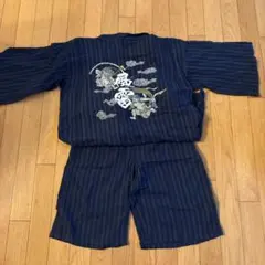 ストライプ柄刺繍入り甚平 150cm