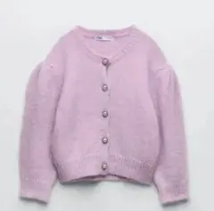 zara ザラ　ニット　カーディガン　ビジュー　ピンク　未使用