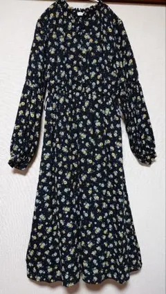 ロングワンピース フレアワンピース ブラック フリーサイズ