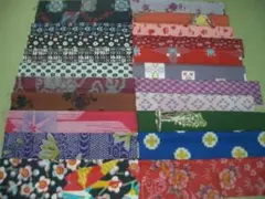 古布銘仙着物生地はぎれ22枚③　着物生地リメイクスカートスヌード小物作りに