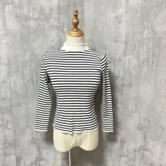 ハイネック　モックネック　ボーダー　ニット　セーター　シンプル　綺麗め