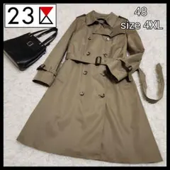 【美品】23区 大きめ 48 4XL トレンチコート ライナー取り外し可 カーキ