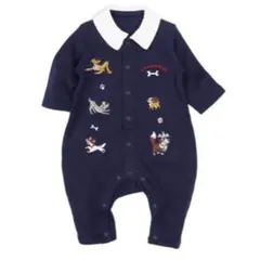 【現行品・新品タグ付】 Disney 長袖プレオール80 ネイビー　いぬ