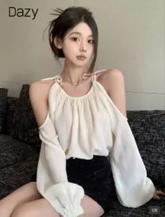 Dazy オフショルダー 長袖 ブラウス オフホワイトのサムネイル