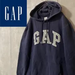 oldgapギャップパーカーフーディースウェットフードトレーナー付紺ネイビーロゴ