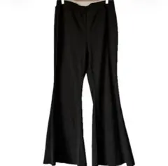 シンプルなストレッチ素材ミニフレアパンツ 1XL ブラック