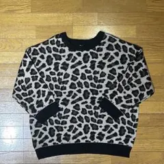 【4L】レオパード柄 バックロゴ ニット セーター 豹柄 大きいサイズ