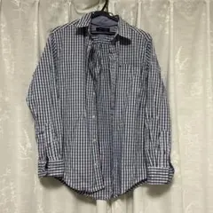 【美品】トミーヒルフィガー青と白のチェック柄 長袖シャツ