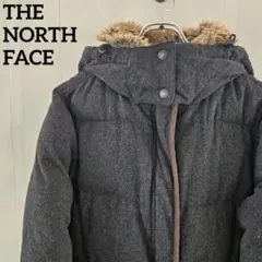 【希少】ノースフェイス ダウンジャケット ロングコート 襟ボア チャコール XL