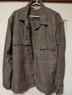 GU ジーユー チェック シャツジャケット L ブラウン オーバーサイズ 長袖