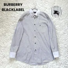 極美品 バーバリーブラックレーベル クレリックシャツ チャコールグレー 42XL