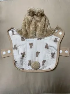 クマ柄フリースフード付き犬服　4S