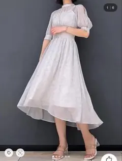 ⭐︎美品⭐︎MERCURYDUOオープンショルダーウエストリブ切替花柄ワンピース