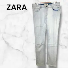 ザラ　ライトブルー デニムパンツ 42 スキニー風 レディース