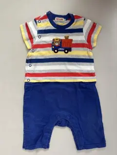 ミキハウス ストライプロンパース 80 車