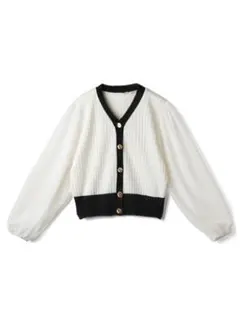 GRL at1721 シフォンスリーブ配色ニットトップス オフホワイト グレイル