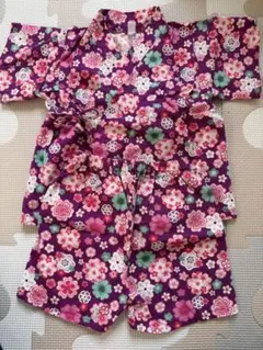 紫色花柄甚平セット 90センチ