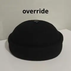 OVERRIDE ブラック ウールハット ロールキャップ ビーニー 58cm