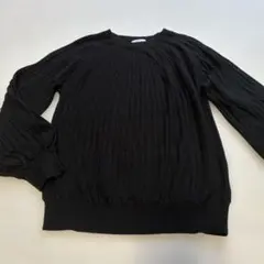 a.v.v ブラック リブニット 長袖 クルーネック S