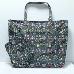 リバティ.ナイロン布.大容量トートバッグ　ハンドメイド　収納袋付き