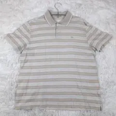 美品 バーバリーロンドン ポロシャツ M 白 パールグレー ボーダー ホースロゴ