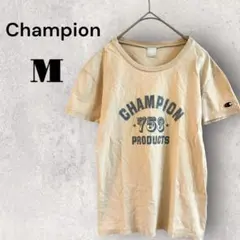 チャンピオン 半袖 Tシャツ ベージュ M ロゴ プリント 綿100%