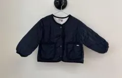 プティマイン　アウター　ノーカラー　女の子　90 ネイビー　コート　中綿