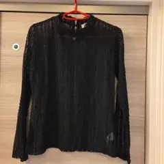 シースルー　ブラック　トップス　長袖　黒
