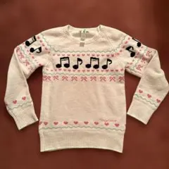 メゾピアノ可愛い音符のセーターサイズＭクリーニング済