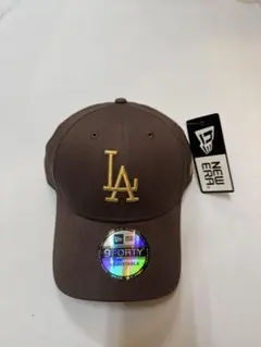 New Era LAロゴ Brown色Gold刺繍男女用キャップフリ➖サイズ