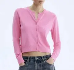 H&M ファインニットカーディガン　ピンク　S