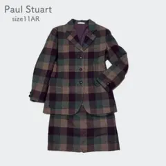 ポールスチュアート スカートセットアップ チェック柄 モヘヤ・カシミヤ混 レトロ