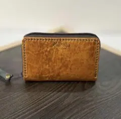 本革 プレミアムレザー ラウンドファスナー ミニ財布 小銭入れ ハンドメイド