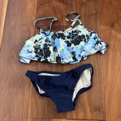 【試着のみ】水着　花柄　セパレート　ビキニ　ネイビー　ブルー