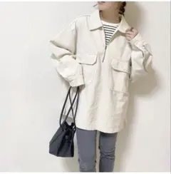 GUデニムハーフジッププルオーバーシャツ(長袖)