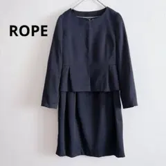 ロペ　ワンピース　スーツ　セレモニー　セットアップ　ノーカラー　ネイビー