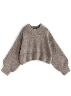 GRL グレイルウール混ショート丈ミックスニットトップス[fo1637]ブラウン