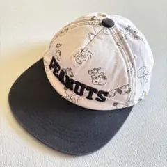 PEANUTS スヌーピー 帽子 キャップ キッズ 子ども 黒 白 52センチ