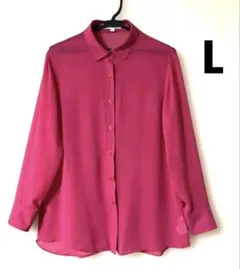最終値下げ　イネス×UNIQLO オーガンジーシアーシャツ　L￼　マゼンタピンク