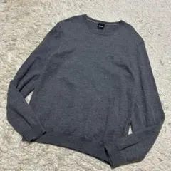 ヒューゴボス ラムウール クルーネック ニット グレー Mサイズ 短丈