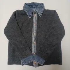 【新品】デニム襟ニットカーディガン