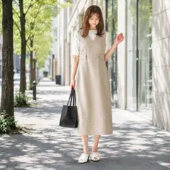 極美品LOUNIE ルーニィVネックジャンパースカートジャンスカロングワンピースのサムネイル